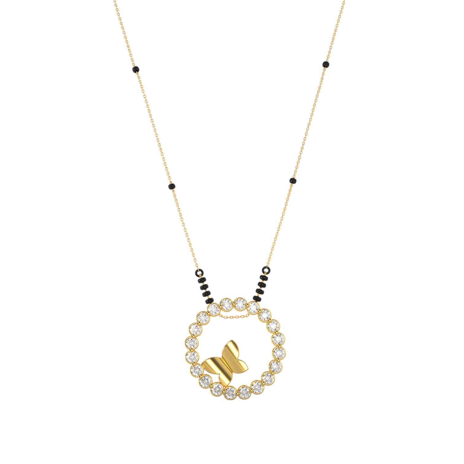 Classic 925 Sterling Silver Butterfly Gold Plated CZ Stone Or Mangalsutra for Women By Kesardeep